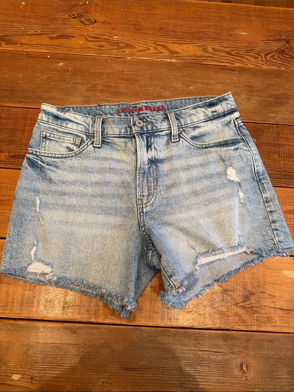 Lucky Brand Light Wash Distressed Denim Cutoff Shorts